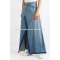 New Fashion Frayed Maxi Denim Skirt DEM/DOM Manufacture Wholesale Fashion Women Apparel (TA5188S)